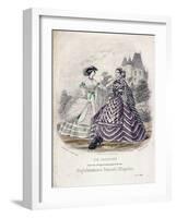 Two Women Wearing the Latest Fashions in an Outdoor Setting, 1860-Jules David-Framed Giclee Print