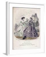 Two Women Wearing the Latest Fashions in an Outdoor Setting, 1860-Jules David-Framed Giclee Print