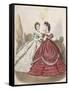 Two Women Wearing the Latest Indoor Fashions, C1850-null-Framed Stretched Canvas