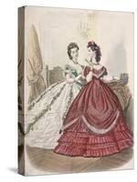 Two Women Wearing the Latest Indoor Fashions, C1850-null-Stretched Canvas