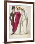 Two Women Wearing Walking Dresses Accompanied by a Man, C1810-W Read-Framed Giclee Print