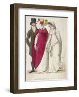 Two Women Wearing Walking Dresses Accompanied by a Man, C1810-W Read-Framed Giclee Print