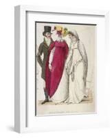 Two Women Wearing Walking Dresses Accompanied by a Man, C1810-W Read-Framed Giclee Print