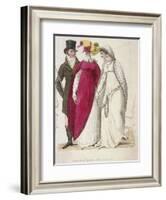 Two Women Wearing Walking Dresses Accompanied by a Man, C1810-W Read-Framed Giclee Print