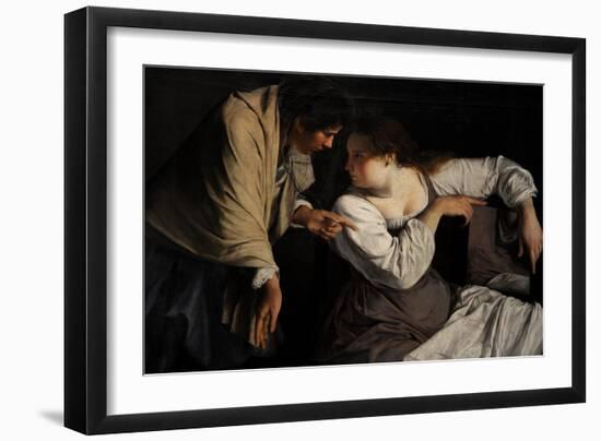 Two Women with a Mirror, C.1620-Orazio Gentileschi-Framed Giclee Print