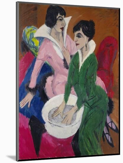 Two Women with a Washbasin (The Sisters), 1913-Ernst Ludwig Kirchner-Mounted Giclee Print