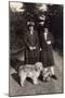 Two Women with Dog and Basket on a Country Lane-null-Mounted Photographic Print