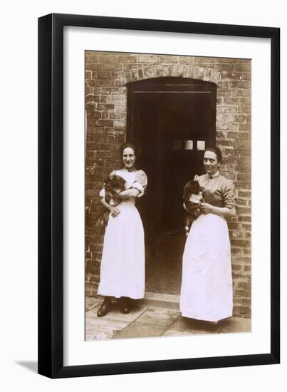 Two Women with Pekingese Dogs-null-Framed Premium Photographic Print
