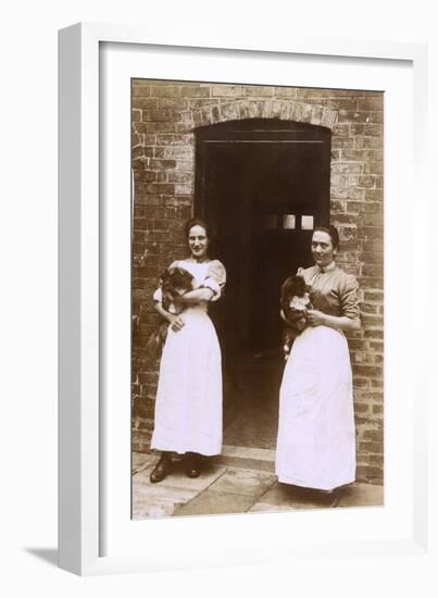 Two Women with Pekingese Dogs-null-Framed Photographic Print