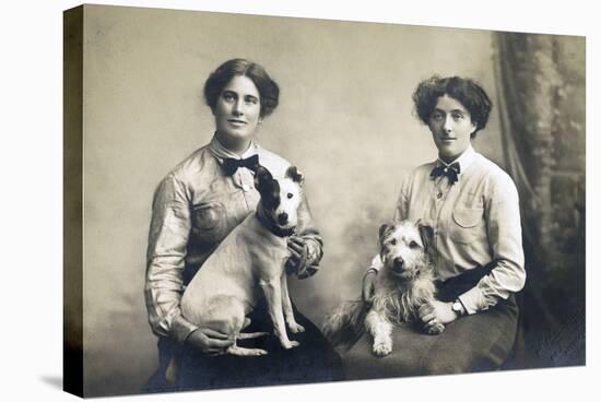 Two Women with Two Little Dogs-null-Stretched Canvas