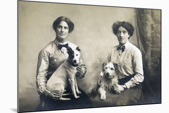 Two Women with Two Little Dogs-null-Mounted Photographic Print