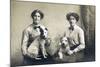 Two Women with Two Little Dogs-null-Mounted Photographic Print