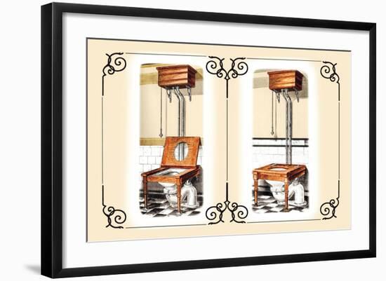 Two Wooden Toilets-null-Framed Art Print