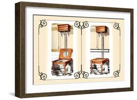 Two Wooden Toilets-null-Framed Art Print