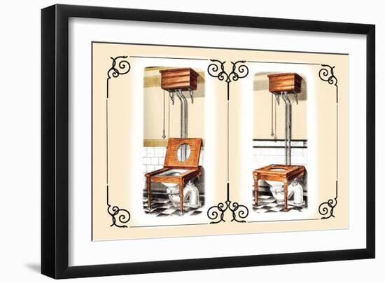 Two Wooden Toilets-null-Framed Art Print