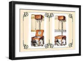 Two Wooden Toilets-null-Framed Art Print