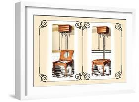 Two Wooden Toilets-null-Framed Art Print