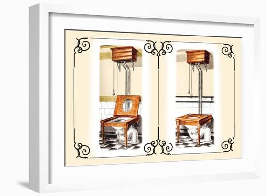 Two Wooden Toilets-null-Framed Art Print