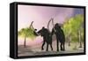 Two Woolly Mammoths Searching for Better Vegetation to Eat-null-Framed Stretched Canvas