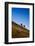 Two wranglers riding horses up a hill with full moon in background at blue hour-Sheila Haddad-Framed Photographic Print