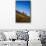 Two wranglers riding horses up a hill with full moon in background at blue hour-Sheila Haddad-Mounted Premium Photographic Print displayed on a wall