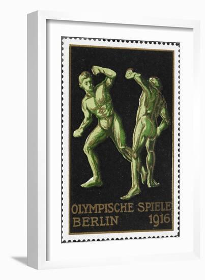 Two Wrestlers. Germany 1916 Berlin Olympic Games Poster Stamp, Unused-null-Framed Giclee Print