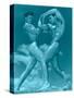 Two Wrestling Muscle Men in Blue Tint-null-Stretched Canvas