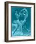 Two Wrestling Muscle Men in Blue Tint-null-Framed Art Print