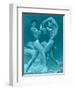 Two Wrestling Muscle Men in Blue Tint-null-Framed Art Print