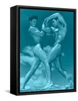 Two Wrestling Muscle Men in Blue Tint-null-Framed Stretched Canvas