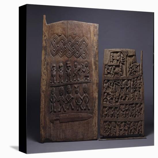 Two Yoruba Doors, One for a Shango Shrine, Both Carved in Relief with Varoius Figures-null-Stretched Canvas