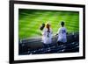 Two Young Baseball Fans Waiting for the Start of the Game, Yanke-Sabine Jacobs-Framed Photographic Print