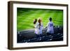 Two Young Baseball Fans Waiting for the Start of the Game, Yanke-Sabine Jacobs-Framed Photographic Print