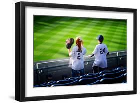 Two Young Baseball Fans Waiting for the Start of the Game, Yanke-Sabine Jacobs-Framed Photographic Print