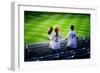 Two Young Baseball Fans Waiting for the Start of the Game, Yanke-Sabine Jacobs-Framed Photographic Print