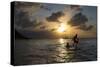 Two Young Boys Attempt to Surf on Praia Da Conceicao Beach at Sunset-Alex Saberi-Stretched Canvas