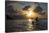 Two Young Boys Attempt to Surf on Praia Da Conceicao Beach at Sunset-Alex Saberi-Stretched Canvas