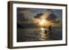 Two Young Boys Attempt to Surf on Praia Da Conceicao Beach at Sunset-Alex Saberi-Framed Photographic Print