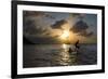 Two Young Boys Attempt to Surf on Praia Da Conceicao Beach at Sunset-Alex Saberi-Framed Photographic Print