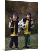 Two Young Brothers Posing with their Soccer Trophies-Paul Sutton-Mounted Photographic Print