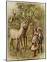 Two Young Children Feeding the Deer in a Park-null-Mounted Giclee Print