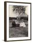 Two Young Children with a Spaniel Dog in a Garden-null-Framed Photographic Print