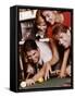 Two Young Couples Playing Pool-null-Framed Stretched Canvas