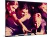 Two Young Couples Playing Pool-null-Mounted Photographic Print