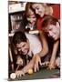 Two Young Couples Playing Pool-null-Mounted Photographic Print