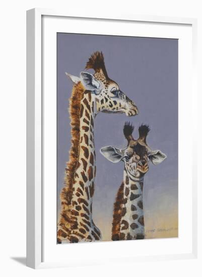 Two Young Giraffes-Peter Blackwell-Framed Art Print