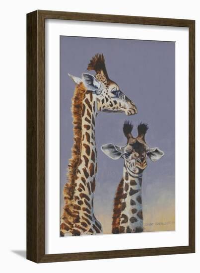 Two Young Giraffes-Peter Blackwell-Framed Art Print