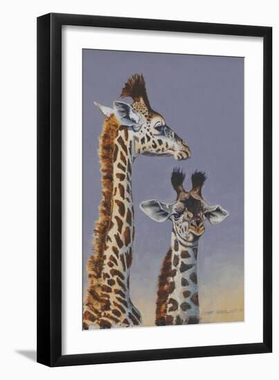 Two Young Giraffes-Peter Blackwell-Framed Art Print