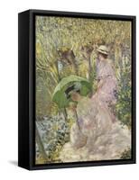 Two Young Girls in a Garden, C.1911-Frederick Carl Frieseke-Framed Stretched Canvas
