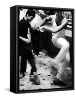 Two Young Italian Men Dancing to Music from a Jukebox in a Bar-Paul Schutzer-Framed Stretched Canvas